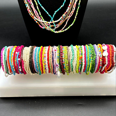 Colorful Seed Bead Boho Jewelry Lot of 50+ Bracelets and Necklaces