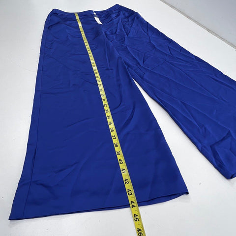 Trina Turk Women's Royal Blue Satin Ines Wide Leg Pants NWT Sz 12