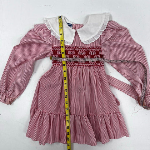 Vintage 80s 90s Polly Flinders & Nannette Girls Striped Smocked Dresses Sz 4 5