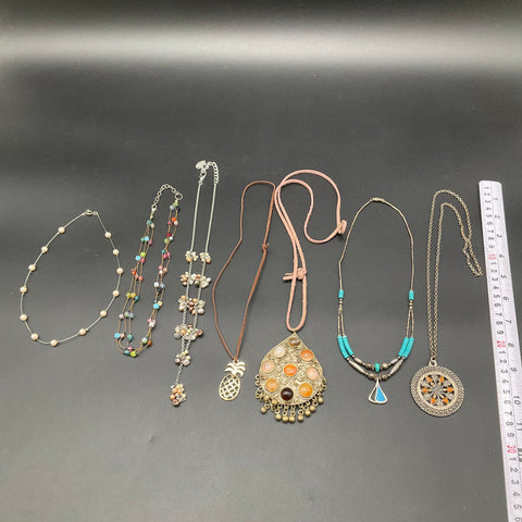 Boho Southwestern Tribal Style Necklace Jewelry Lot of 7 Beaded Pearl Pineapple