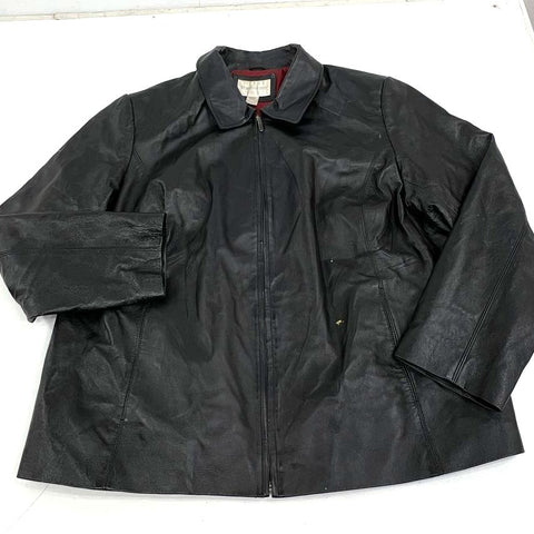Vintage Y2K Worthington Black Genuine Leather Full Zip Jacket Women's M
