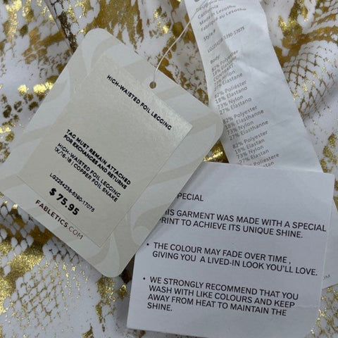 Fabletics Women's High-Waisted Foil Legging Gold White Snake Print NWT Sz 1X