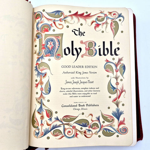 Consolidated Vintage Holy Bible Good Leader Edition KJV Illustrated 1956