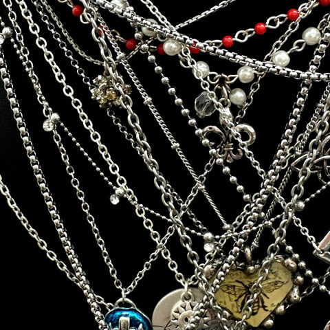 Costume Jewelry Lot 20+ Necklaces Vintage to Modern Dr Who TARDIS Celtic Heart