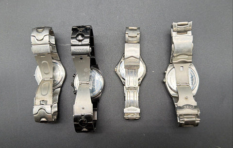 Fossil Pulsar Armitron Men's Wrist Watch Lot of 4 Stainless Steel As-Is Lot