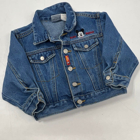 Vintage 90s Baby Mickey & Co Disney Baby Blue Denim Embroidered Jacket Sz 18M