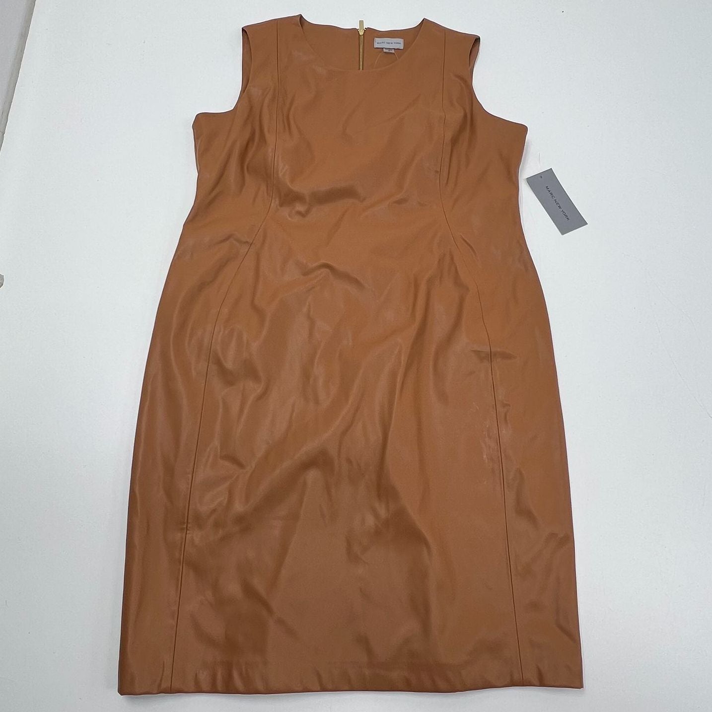Marc New York Faux Leather Sheath Dress Honey Tan Women's Size 18 NWT