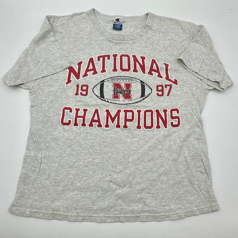 Vintage 1997 Nebraska Huskers National Champions Champion T-Shirt Gray Sz XL