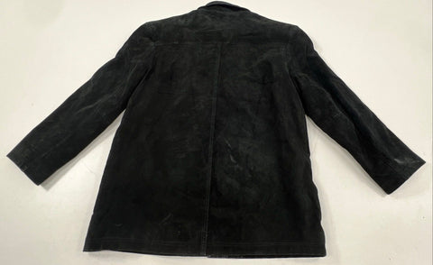 Danielle Martin Women's Black Suede Quilted Button Front Jacket Sz L