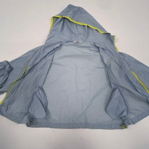 Alo Women's Blue Yellow Full Zip Hooded Cropped Windbreaker Jacket Size OS
