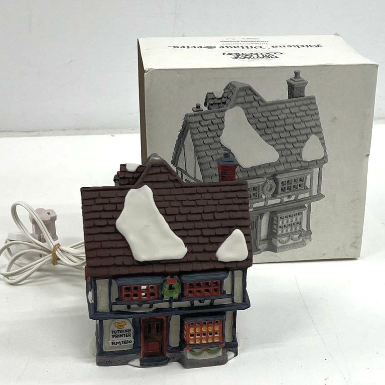 Dept56 "Tutbury Printer" Light Up Porcelain House Dickens' Village Series C1990