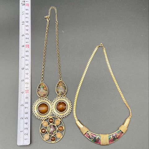 Vintage Costume Jewelry Lot of 10 Necklaces Brooches Rings Caroline Art Nouveau