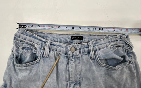 True Religion Men's Rocco Relaxed Skinny Light Wash Distressed Moto Jeans Sz 33
