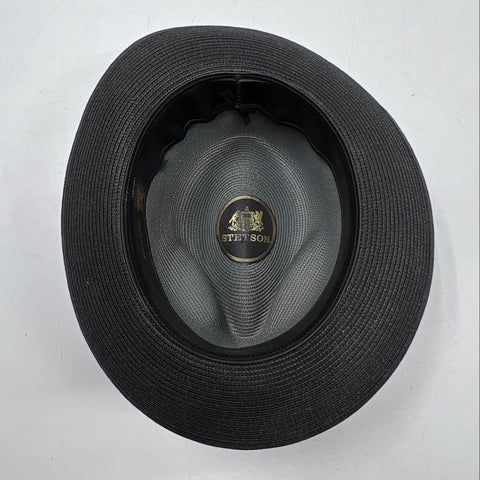 Stetson Men's Two Tone Gray Black Woven Fedora Straw Hat Made in USA