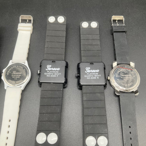 Geneva Platinum Fashion Wrist Watch Lot of 7 Animal Print Rhinestone Silicone