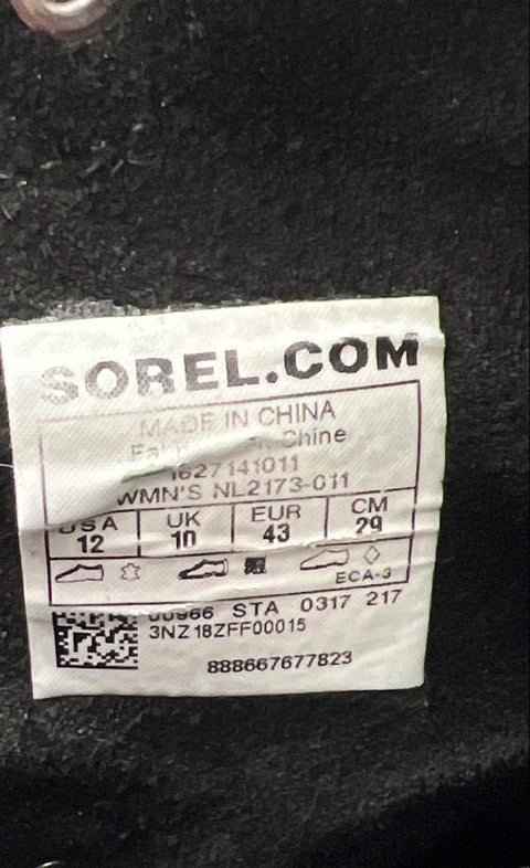 Sorel Joan of Arctic Wedge Mid Black Leather Women's Boots Size 12