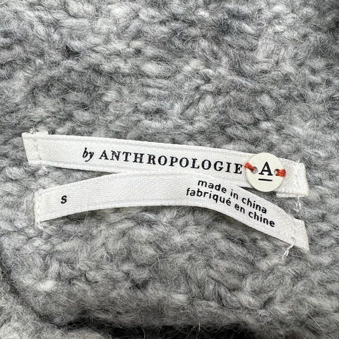 Anthropologie Gray Textured Chunky Knit Mock Neck Pullover Sweater Women's S