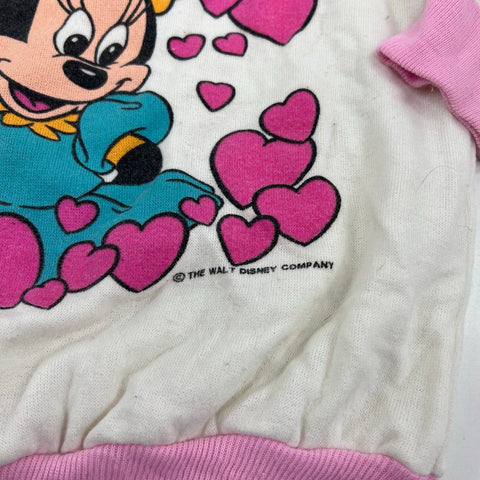 Vintage 90s Minnie Mouse Hearts Sweatshirt Jog Togs Made in USA Sz Large 6X