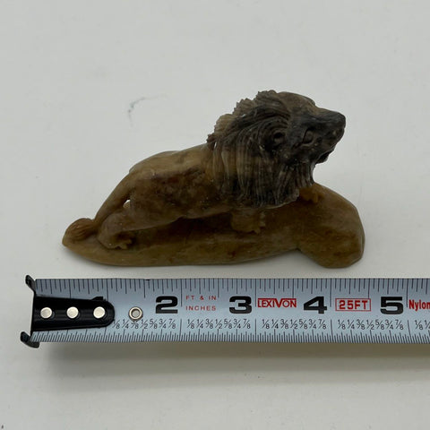 Vintage Stone Carved Lion Figurine Chinese Hand Crafted 4.5 Inch