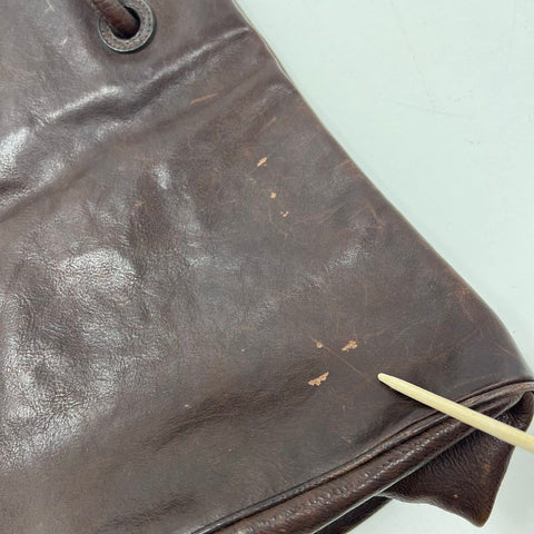 NWT Barneys New York Brown Leather Slouchy Tote Bag Brass Handle