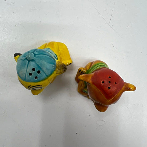 Vintage Dog Puppy Salt & Pepper Shakers Ceramic Hand Painted Made in Japan