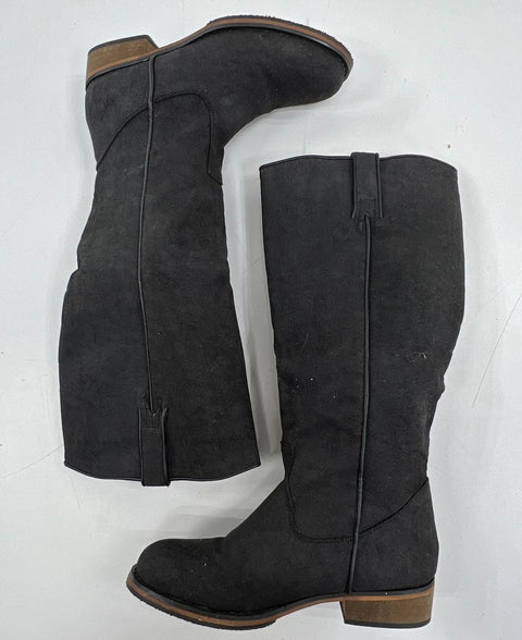 Diba 172602 Black Faux Suede Knee High Riding Boots Women's Size 8M NWT