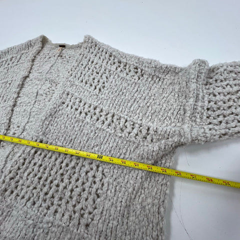 Free People Women's Gray Homecoming Chunky Knit Boucle Open Front Cardigan M/L