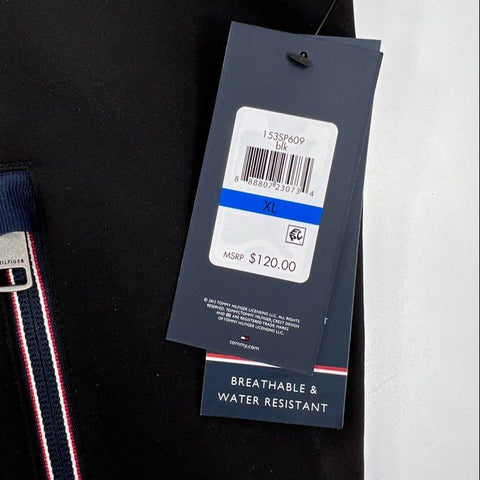 Tommy Hilfiger Men's Black Water Resistant Full Zip Mock Neck Vest Size XL NWT