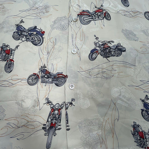 Vintage Harley-Davidson 100% Silk Motorcycle AOP Shirt Sz L