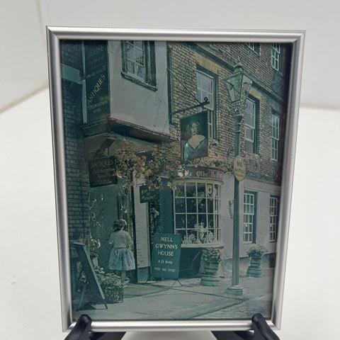 Vintage 80s Nell Gwynn's House Foil Print Framed Art England Old Town Scene