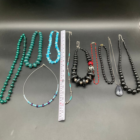 Mixed Costume Jewelry Lot of 10 Necklaces Beaded Southwestern Statement Styles