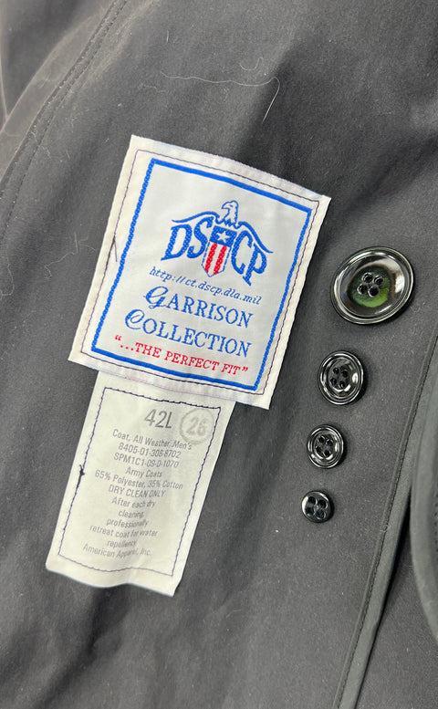 DSCP Garrison Collection Black Military Trench Coat Lined Men's 42L NWT