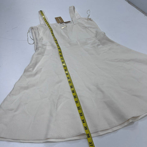 Michael Kors Women's Bone Ribbed Knit Button Front Fit Flare Dress Sz L NWT