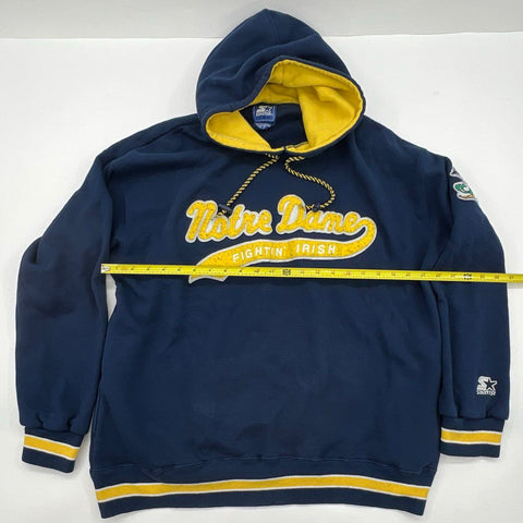 Vintage 90s Starter Notre Dame Fighting Irish Hoodie Script Logo Patch Sz XL