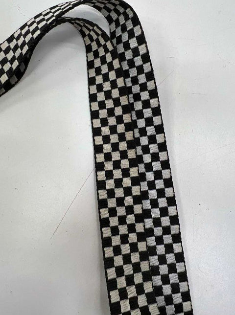 Think Royln Black Quilted Puffer Crossbody Bag Checkered Strap Gunmetal