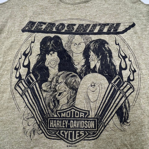 Harley-Davidson Aerosmith 2021 Graphic Tank Top Raw Hem Sz M