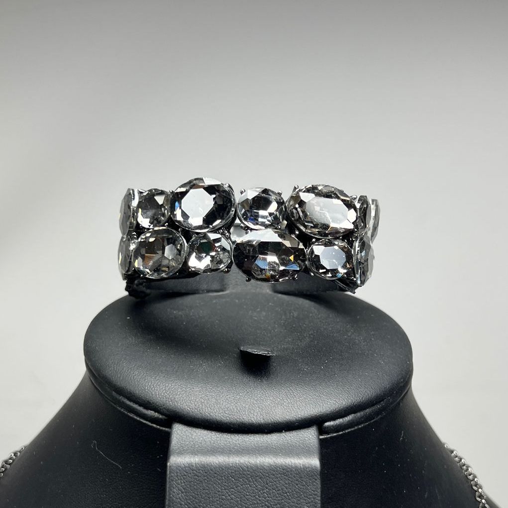 Monet Dark Grey Rhinestone Necklace & Bracelet Set
