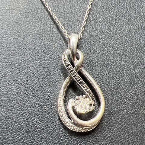 925 Sterling Silver Twist Gemstone Pendant Necklace 4g