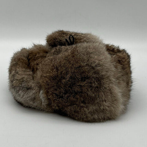 Vintage Real Fur Ushanka Trapper Hat Brown Gray Quilted Lining Unisex