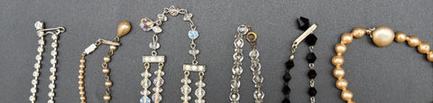 Vintage Costume Jewelry Necklace Lot 6 Pc Rhinestone Faux Pearl Austria Crystal