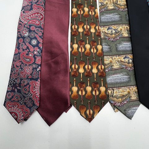 Lot of 10 Men's Neck Ties Mixed Brands The Beatles Arrow Novelty Paisley Silk