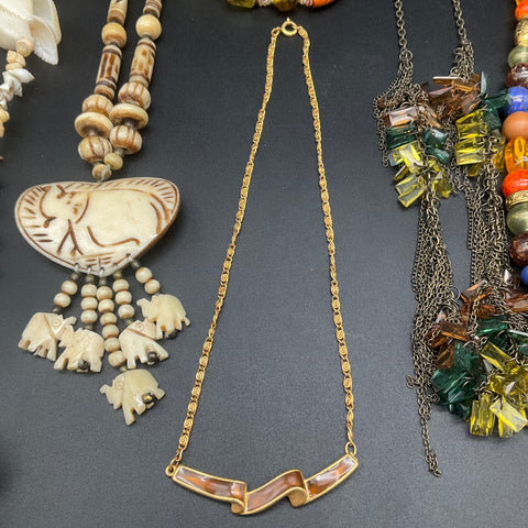 Vintage & Modern Statement Necklace Lot of 11 Beaded Shell Boho Ethnic Styles