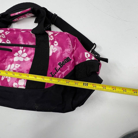 Vintage Y2K LL Bean Pink Black Hawaiian Print Hibiscus Duffel Bag Travel Gym