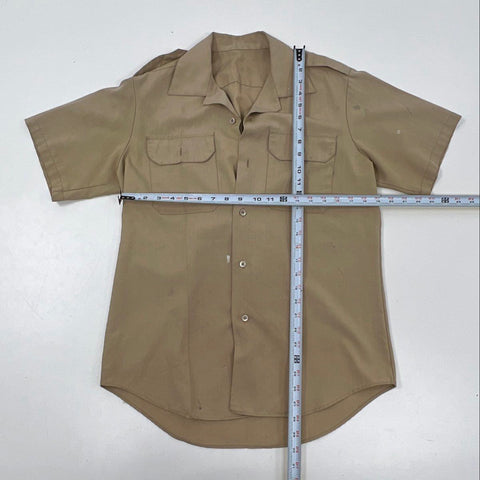 Vintage 70s Military Khaki Short Sleeve Single Stitch Utility Shirt Sz S