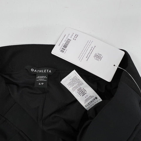 Athleta Women's Brooklyn Lined Pants Black Ribbed Side Stripe Sz 6P NWT