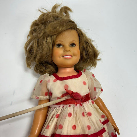 Vintage Shirley Temple Ideal Doll 1972 16 Inch Vinyl With Polka Dot Dress