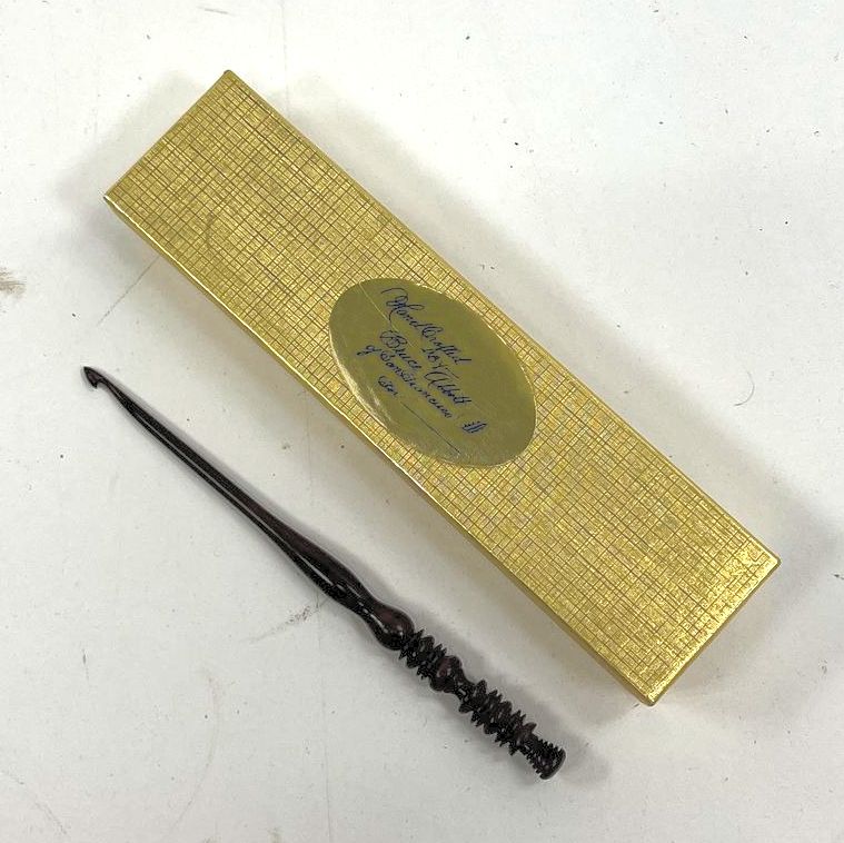 Bruce Abbot San Francisco Hand Carved Wood Crochet Hook In Box Unknown Size