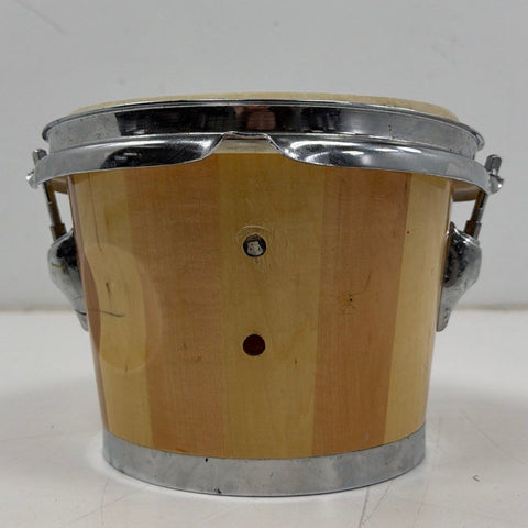 Single Bongo Drum 8-Inch Stave Wood Shell Percussion Natural Finish