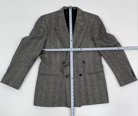 Lot of 2 Vintage 90s Oscar de la Renta Men's Blazers Plaid Herringbone Gray