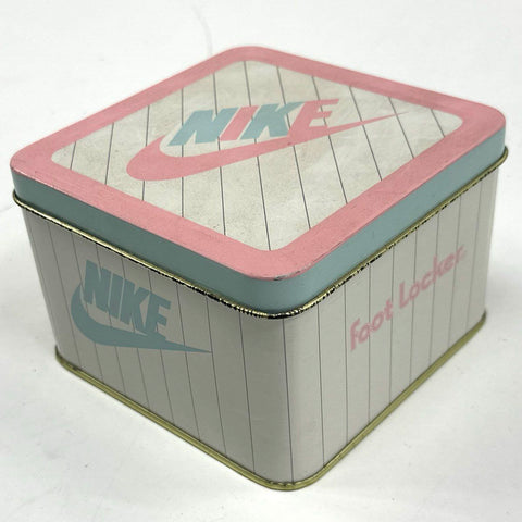 Vintage 90s Nike Baby Sneakers White Pink Infant Crib Shoes Booties Tin Box